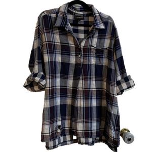 Lane Bryant Blue Plaid Long Sleeve Shirt Size 18/20